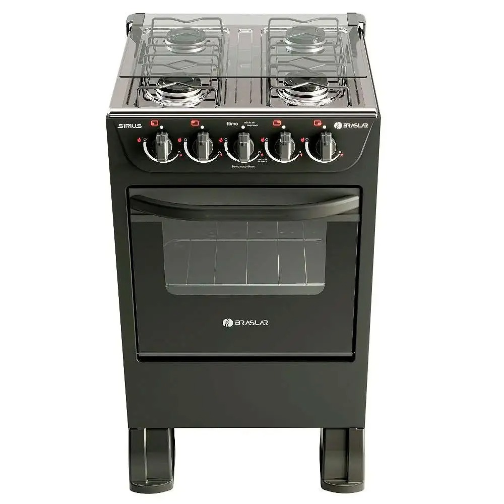 Fogão New Sirius 4 Bocas Manual Mesa em Inox Forno Easy Clean Braslar 110/220V - Imagem 2