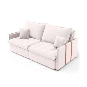 Sofá Retrátil Sem Caixa 3 lugares Solomons Linho Cru 180 cm - Mobly