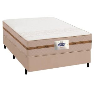 Cama Box Casal Colchão Molas Flora Bege 138x188x58cm - Gazin