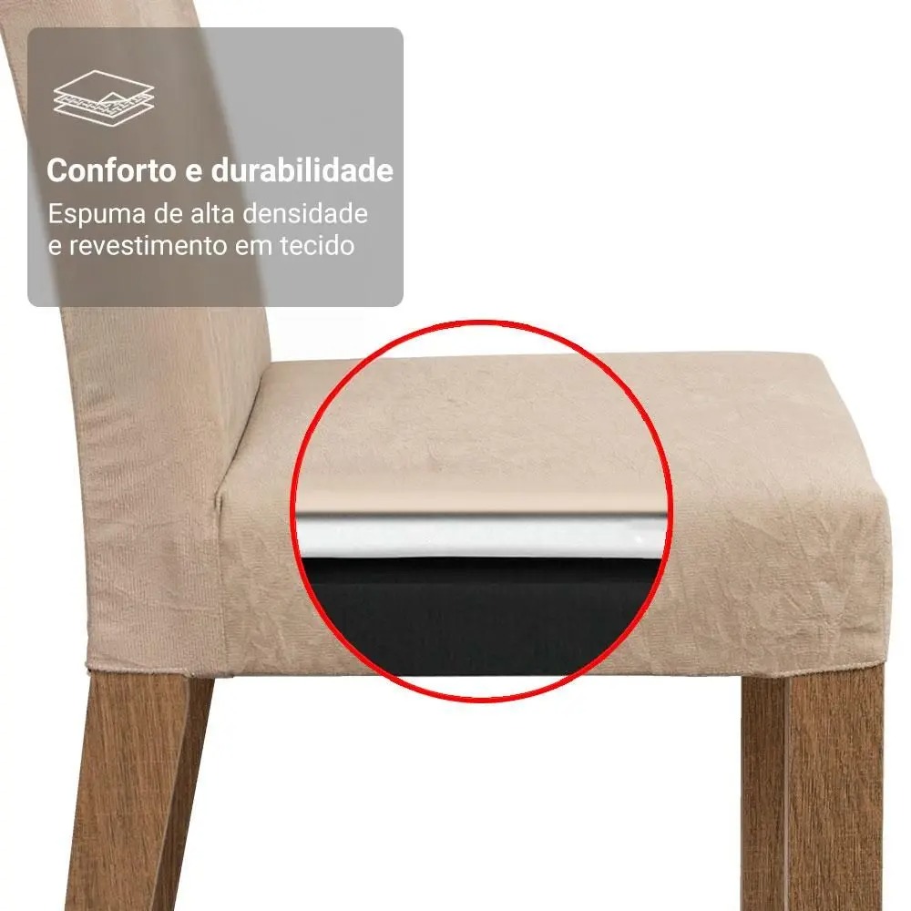Conjunto Sala de Jantar Mesa Tampo de Madeira 6 Cadeiras Simone Madesa - Imagem 10