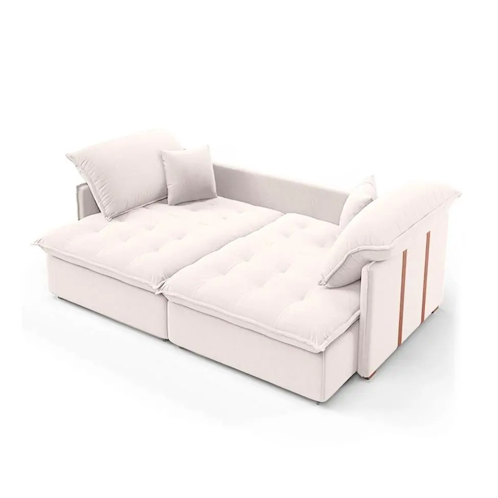 Sofá Retrátil Sem Caixa 3 lugares Solomons Linho Cru 180 cm - Mobly - Imagem 2