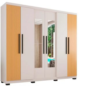 Guarda-roupa Casal com Espelho 6 Portas 4 Gavetas Araplac Braga