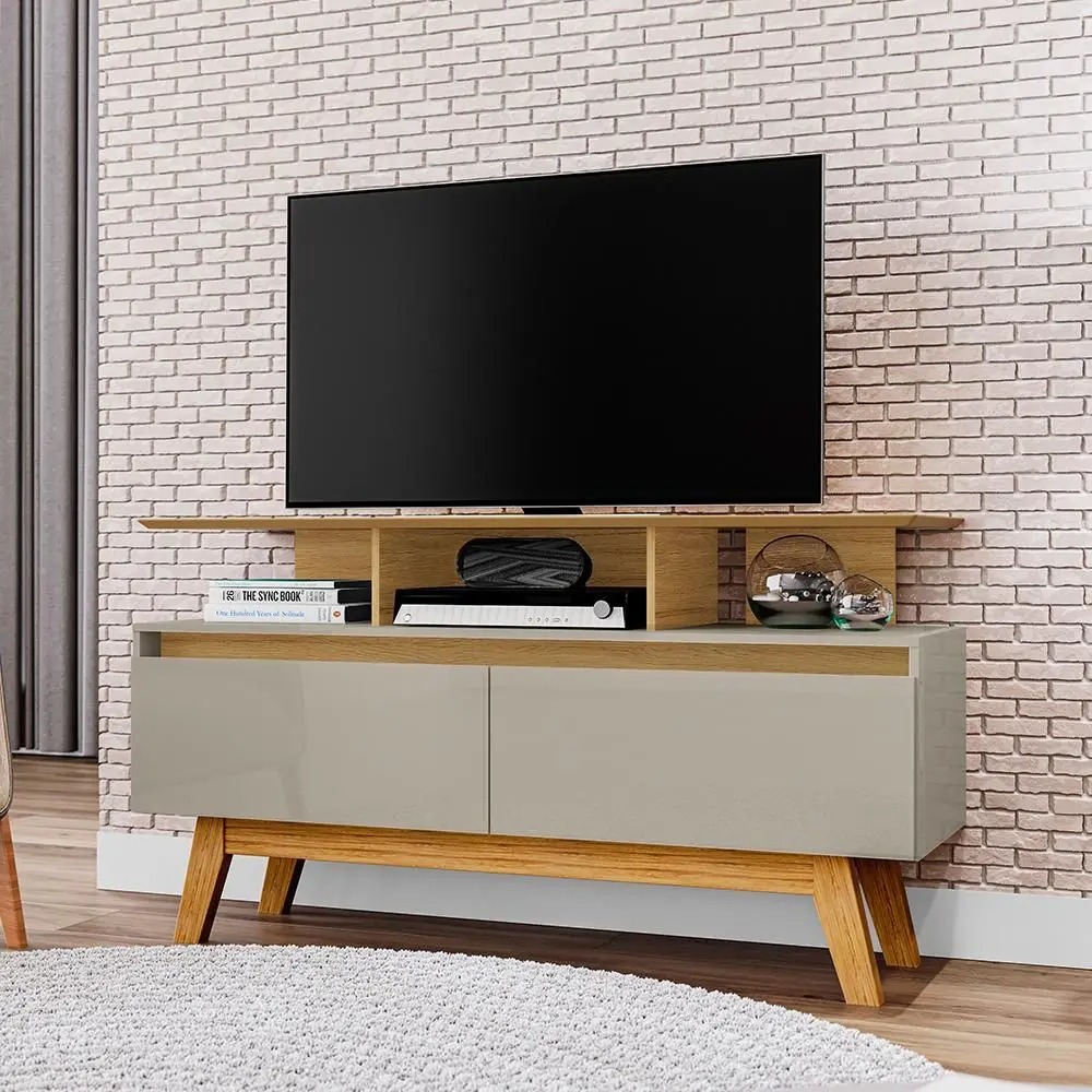 Rack Sala Rubi 1.2 para TV até 50 2 Portas Pé Madeira Macica - Móveis Bechara - Imagem 2