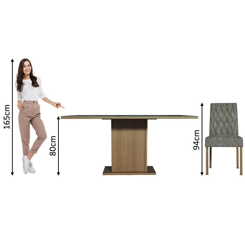 Conjunto Mesa de Jantar 6 lugares Tampo de Vidro Geórgia Madesa - Imagem 9