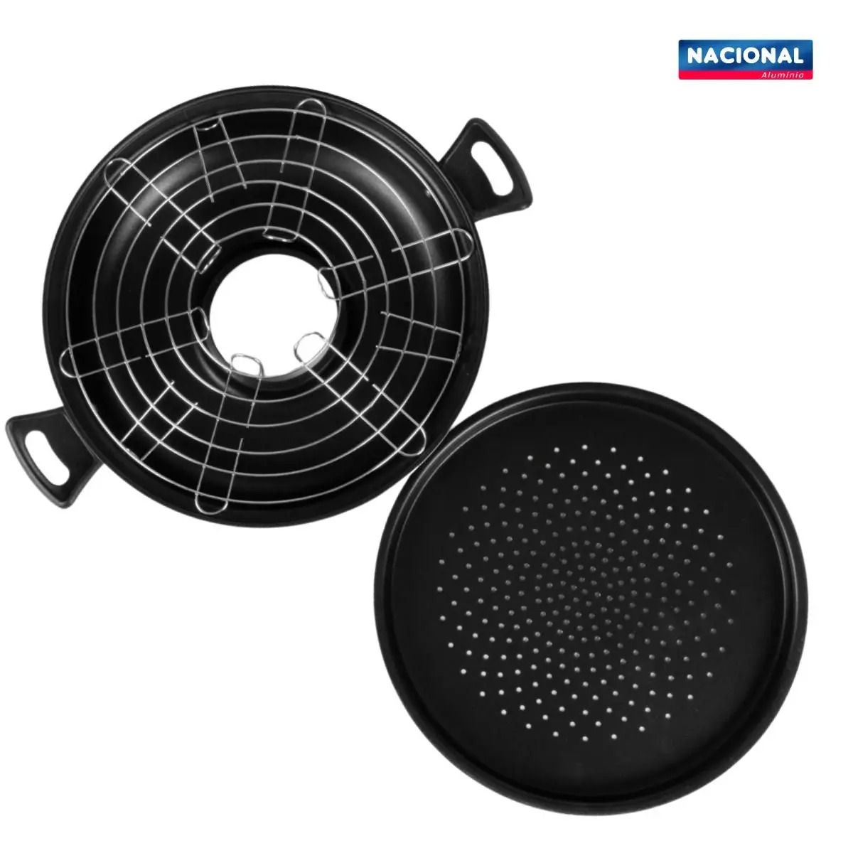 Pizza Grill e Churrasqueira Antiaderente 30cm Preto Nacional - Alumínio Nacional - Imagem 2