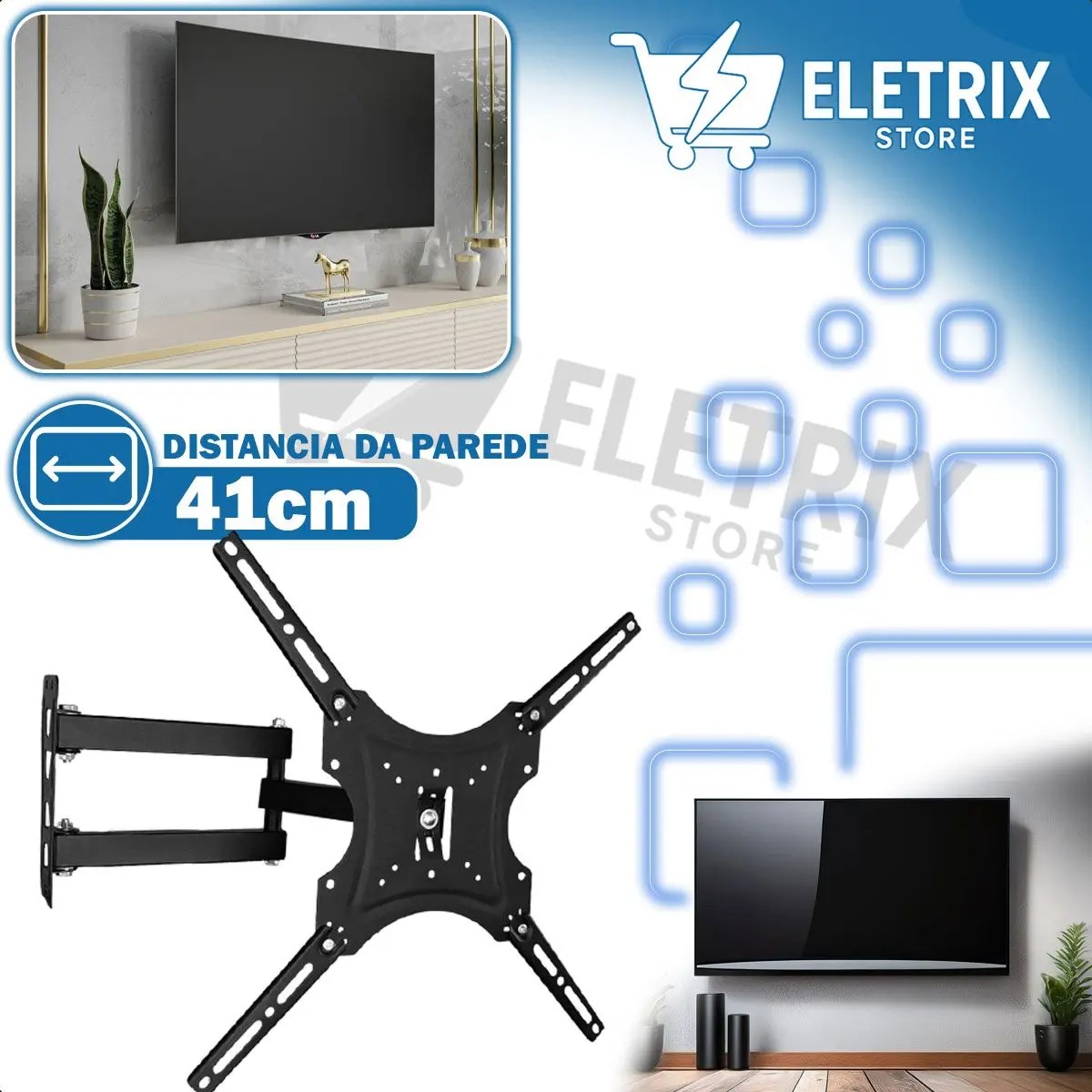 Suporte Articulado para TV de 14 a 55 Polegadas suporta 22Kg Aço Reforçado Parafusos Inclusos - Yara - Imagem 2