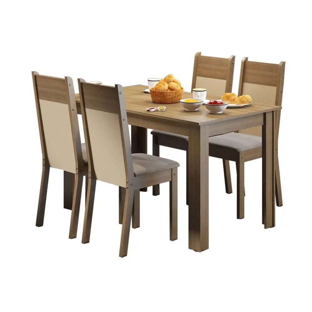 Conjunto Sala de Jantar Havana Madesa Mesa Tampo de Madeira com 4 Cadeiras - Imagem 2