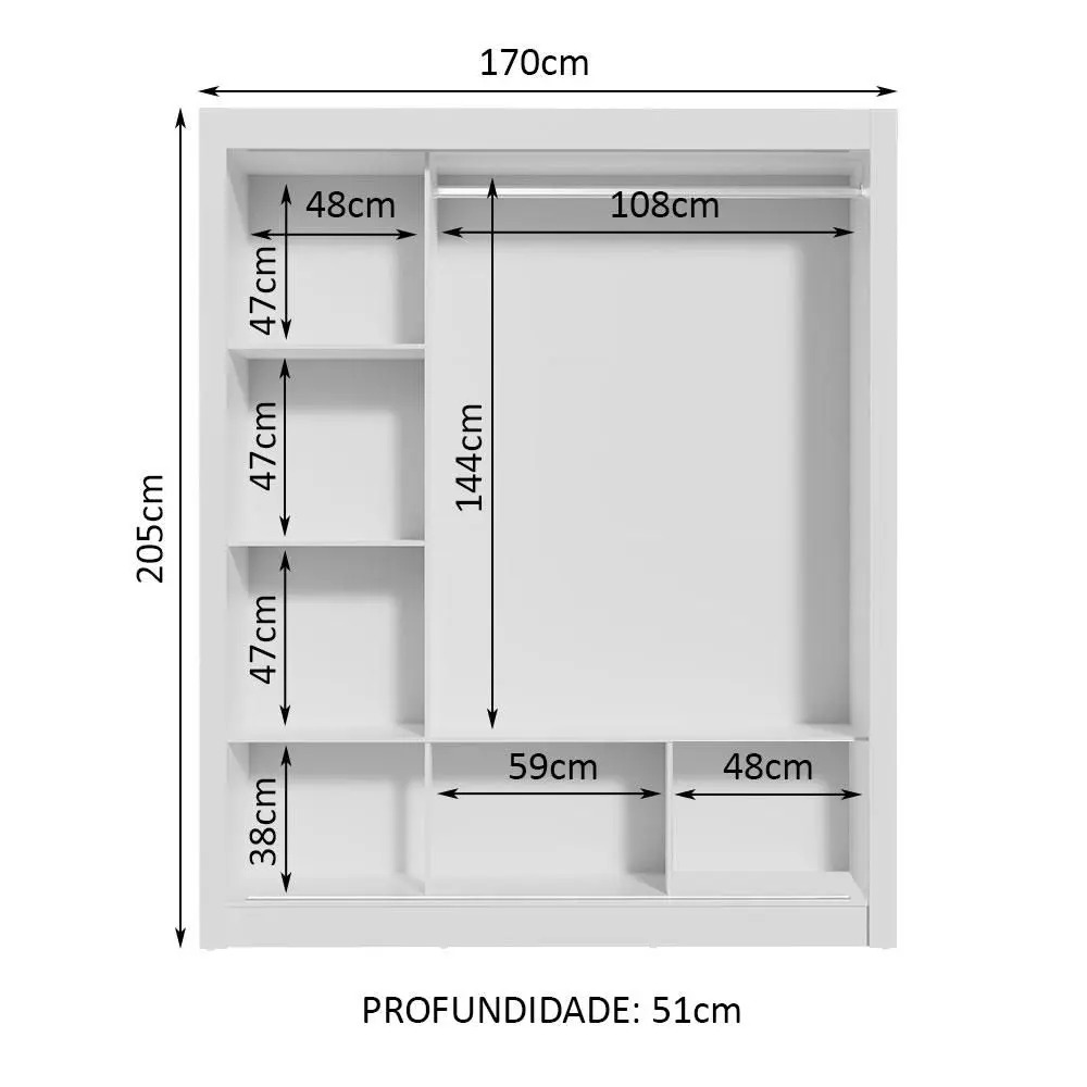 Guarda Roupa Casal Madesa Mônaco 3 Portas de Correr com Espelho - Imagem 2
