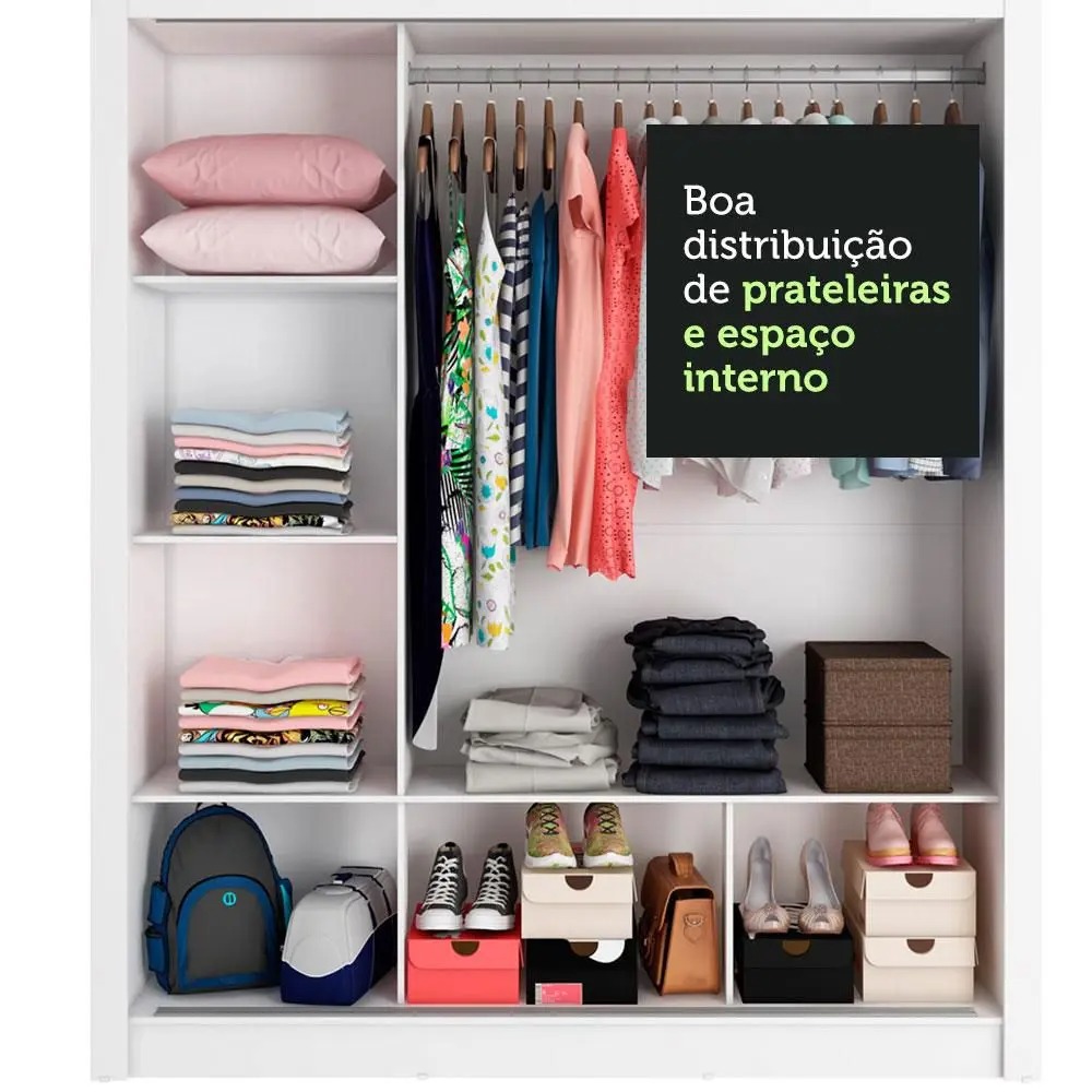 Guarda Roupa Casal Madesa Mônaco 3 Portas de Correr com Espelho - Imagem 3