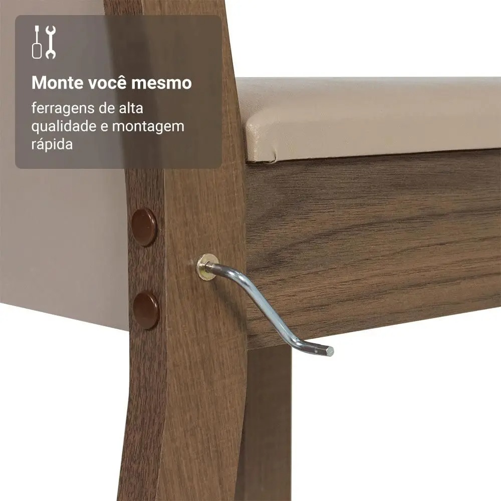 Conjunto Sala de Jantar Madesa Aline Mesa Tampo de Vidro com 4 Cadeiras - Imagem 6