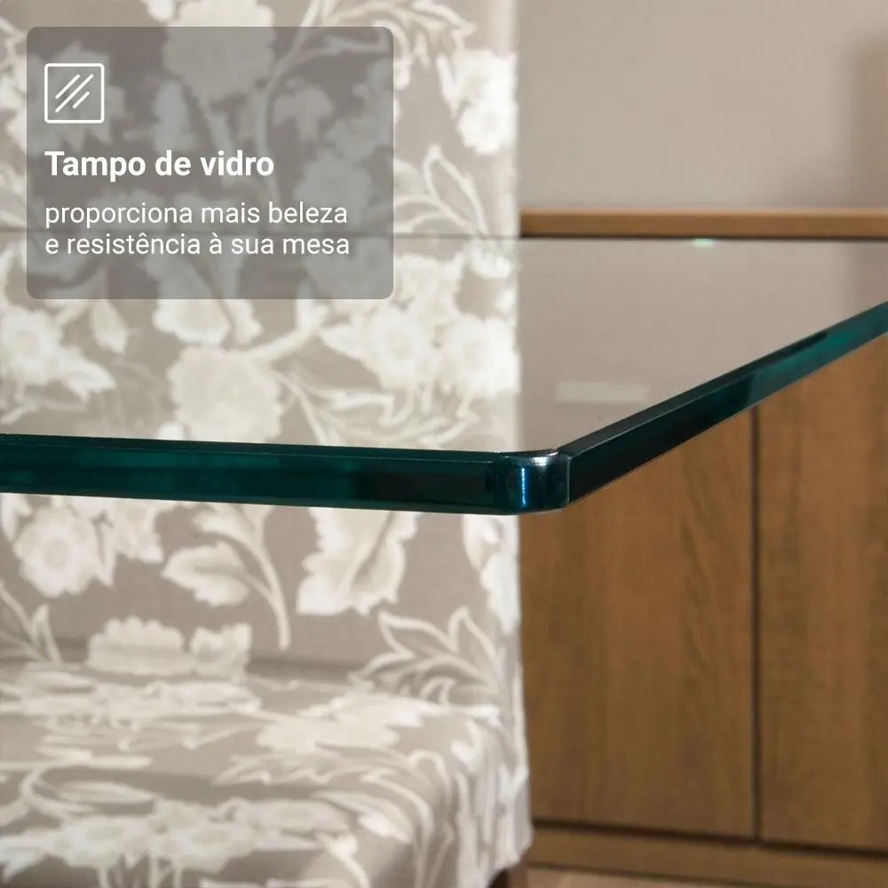 Conjunto Sala de Jantar Madesa Aline Mesa Tampo de Vidro com 4 Cadeiras - Imagem 7