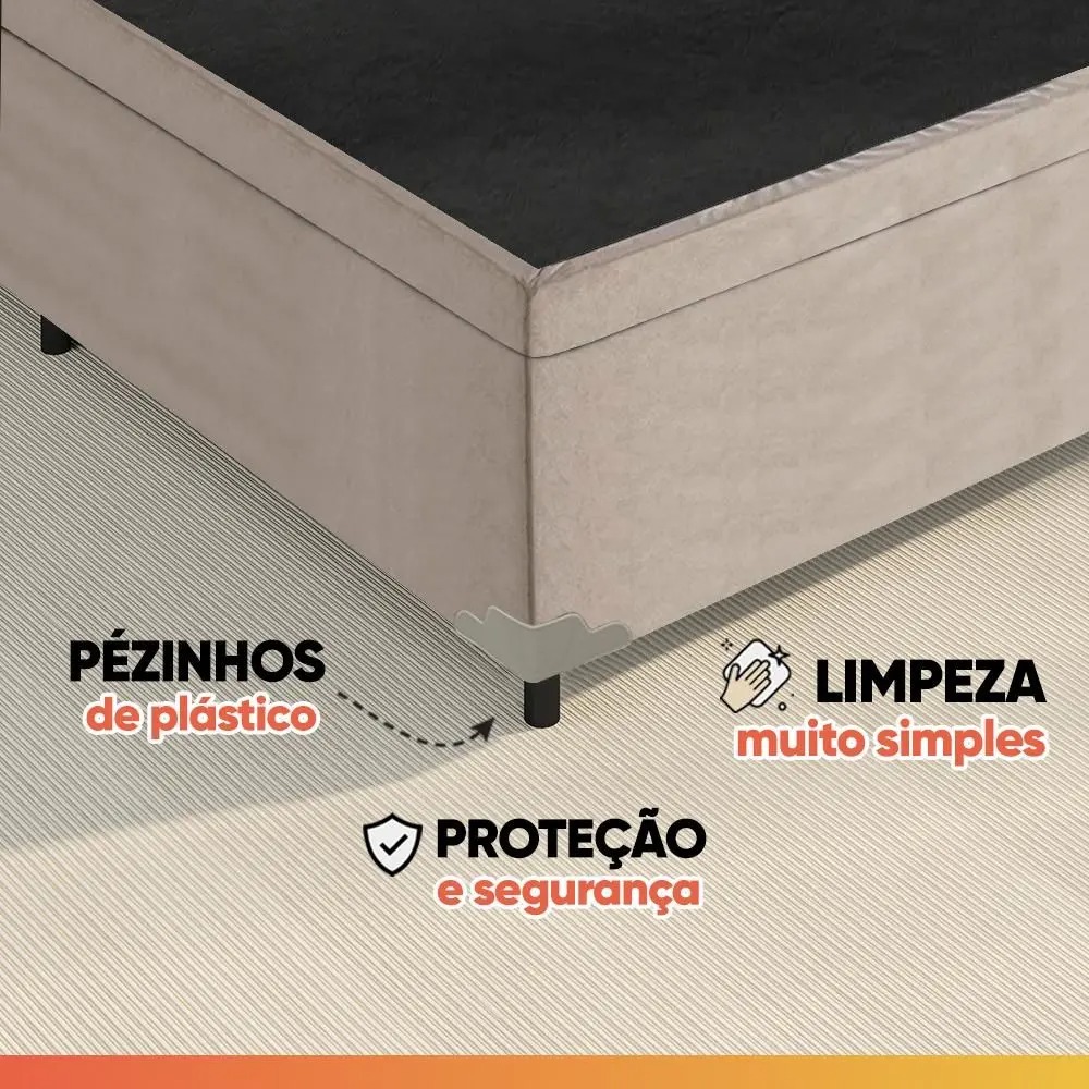 Cama Box Casal Colchão Molas Flora Bege 138x188x58cm - Gazin - Imagem 8
