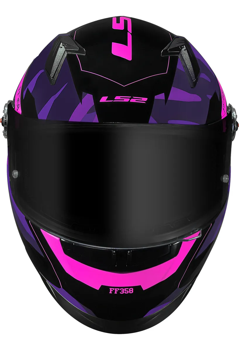 Capacete Integral LS2 FF358 Tank Roxo com Grafismo Camuflado Urbano - Imagem 4
