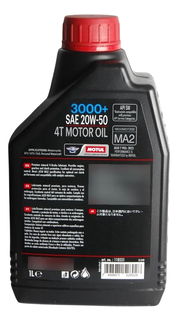 Óleo Lubrificante Motul 3000+ 20w50 Motos 1 Litro - Imagem 4